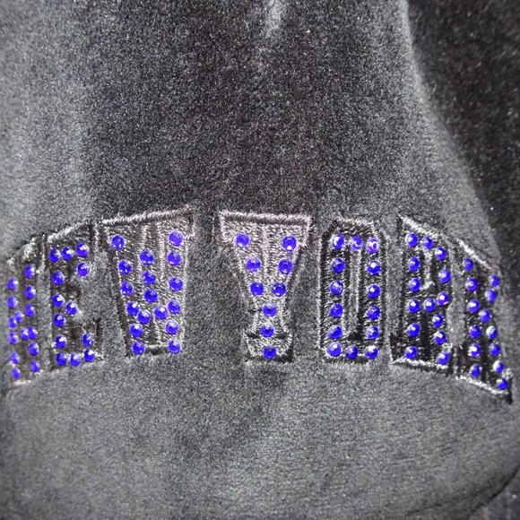 New York Knicks * RARE * Velour Black Rhinestone SnapBack Hat - Picture 5 of 6